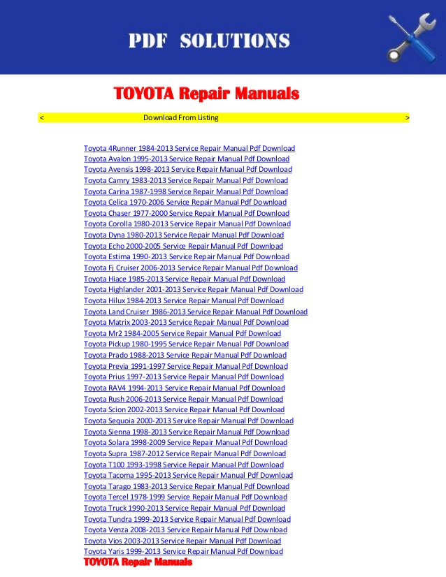Toyota factory service manual pdf